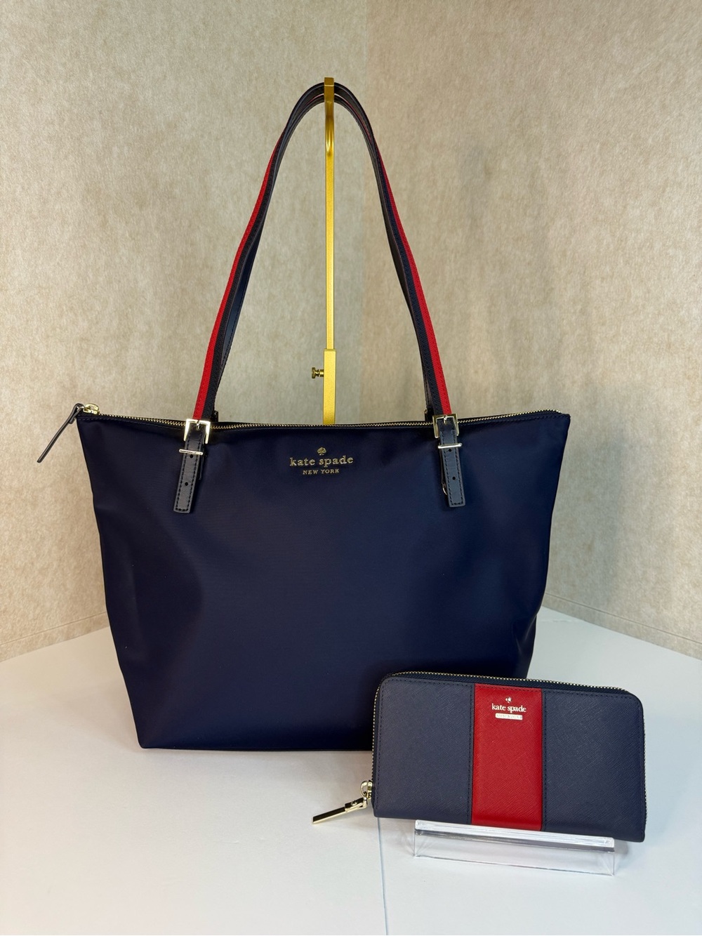 Kate Spade Watson Lane Varsity Stripe Maya Tote Bag & Wallet